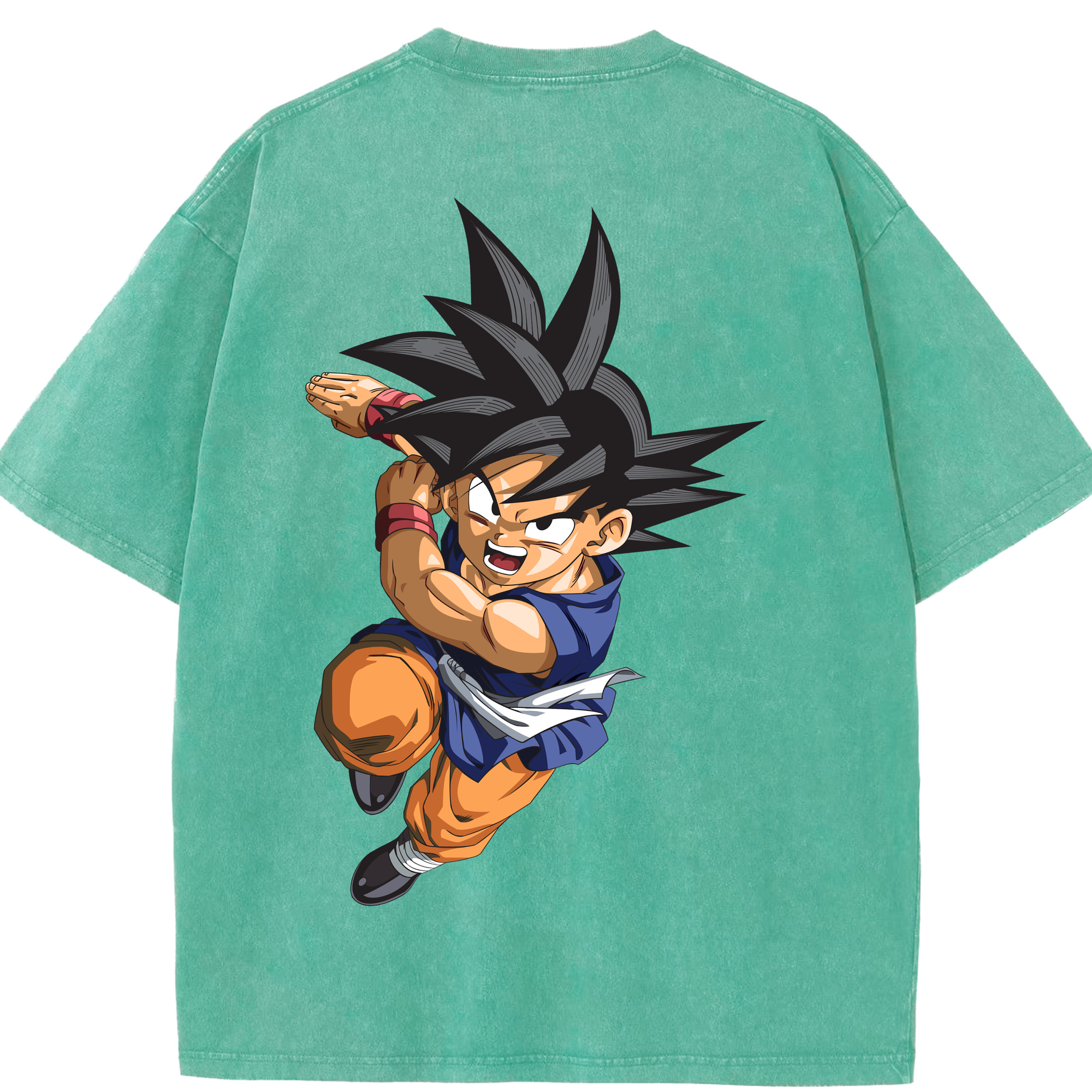 （画像用） ドラゴンボール 孫悟空（そん ごくう）Son Goku カカロット DRAGON BALL Kakarotto 綿100% ヴィンテージ風 半袖Tシャツ（背面プリント）